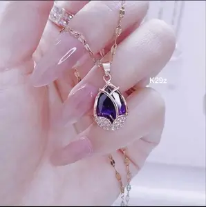 Kalung Wanita Liontin Bunga Tulip Elegan Anti Karat Titanium Terbaru Gold Rose Stainless Jewellery