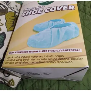 100PCS IZIN MENKES SHOE COVER PENUTUP PELINDUNG SEPATU HIJAU NON WOVEN SPUN SPOUNBOND SPUNBOND MEDIS
