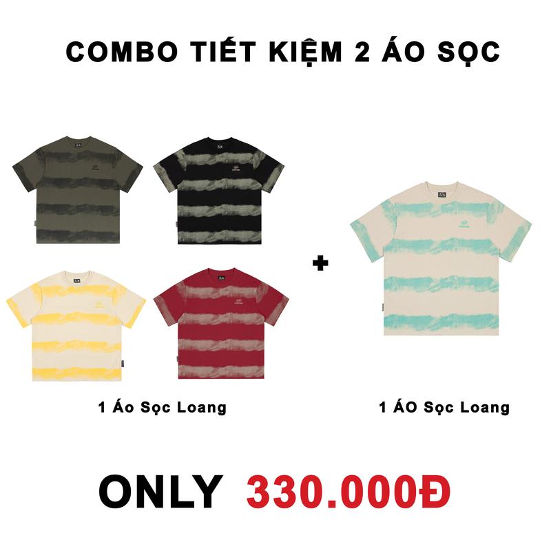 COMBO 2 Áo SỌC NGANG THÊU UTEESTUDIO Cho Nam Và Nữ Menswear Top Thun Cotton Cổ Tròn