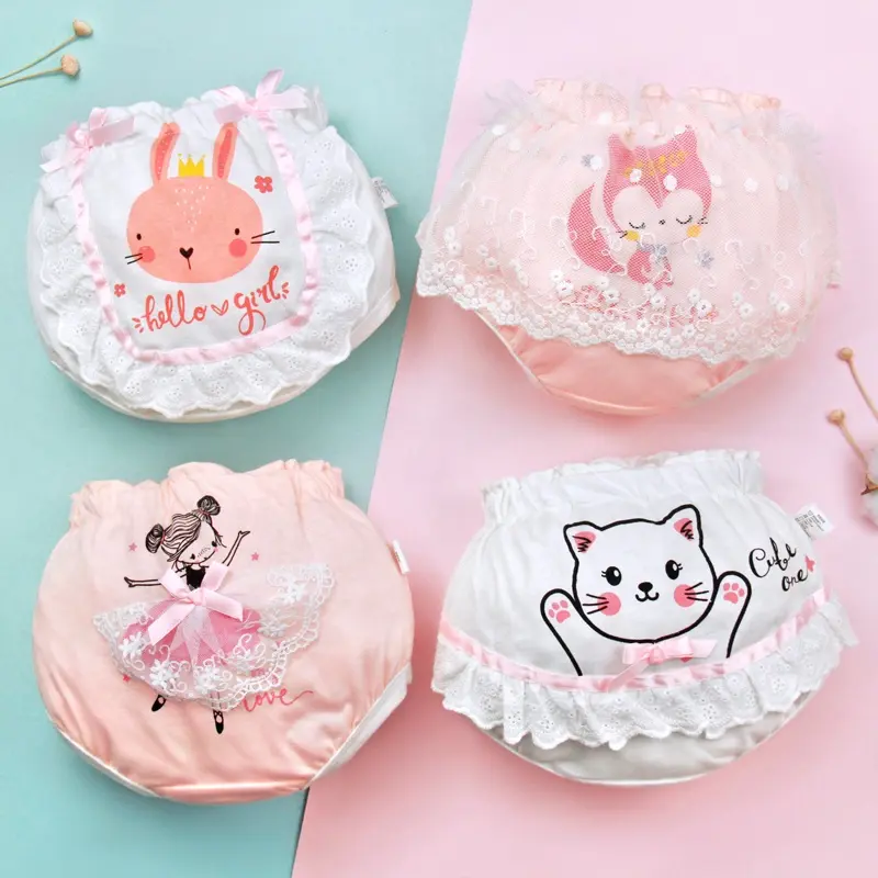 Đồ Lót Trẻ Em Bé Phong Cách Lolita, Nữ, Chất Liệu Cotton, Quần Bánh Mì Cho Em Bé Gái, Quần Đùi, Quần Lót Công Chúa, Có Thể Mặc Ngoài Trời, Thiết Kế Hình Thỏ