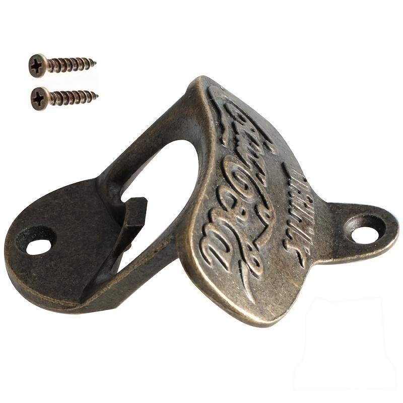 Vintage Metal Bottle Opener, 1 Count Retro Wall Mounted Beverage Opener, Manual Bottle Cap Remover for Home Kitchen Party 2