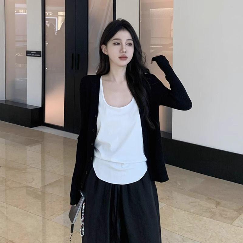 Product Introduction of Áo Cardigan Cổ Chữ V Màu Đen Ngoại Cỡ 100kg, Dành Cho Nữ, Mỏng Và Mùa Hè, Phong Cách Lười Biếng, Áo Khoác Chống Nắng, Điều Hòa Không Khí, Áo Choàng, Năm 2023 1