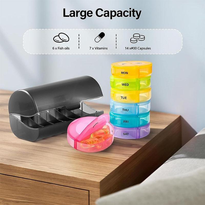 Product Introduction of Weekly Pill Organizer, 7-day Large Capacity Pill & Vitamin Storage Box, Summer Essentials Portable Pill Box for Travel & Home Use, Organizer Storage 10