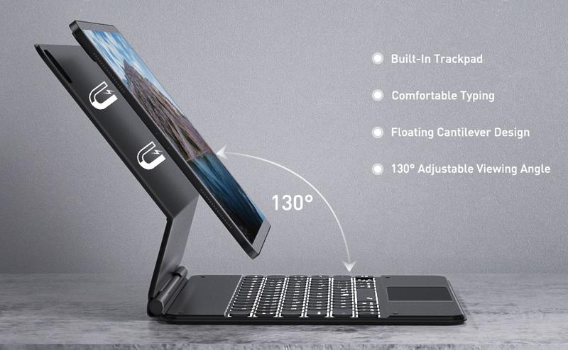 Product Introduction of "Goojodoq for ipad keyboard with Case for Air 4/5 /6 Pro 11 12.9 2021 - 2018 A16 M3 2025 Gen10 floating cantilever cover wireless bluetooth" 28