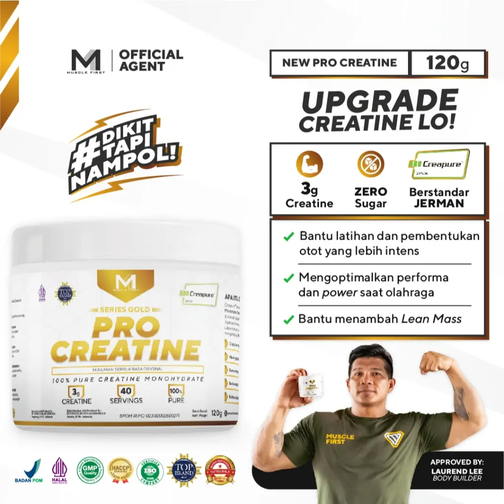 MUSCLE FIRST Pro Creatine Creapure 120 gr - Menambah Massa Otot Supplement Fitness