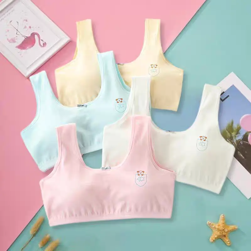 Áo Vest Thời Kỳ Phát Triển Puberty, Dành Cho Bé Gái Và Nữ Sinh, Thích Hợp Cho Học Sinh Tiểu Học 8-16 Tuổi, Đồ Lót, Chống Điểm Lồi Màu Pastel, Được Làm Bằng Cotton Nguyên Chất, Áo Ngực Mỏng