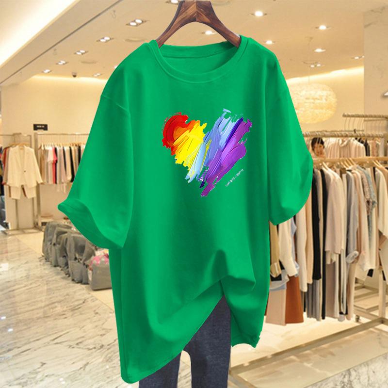 Product Introduction of Áo Thun Cotton ngắn Tay Cỡ Lớn Màu Xanh Lá Huỳnh Quang, Dành Cho Nữ, Dáng Rộng Vừa Vặn, Dài Trung Bình Che Hông, Áo Ngoại Cỡ, Thích Hợp Cho Mùa Hè Mới 2025 11