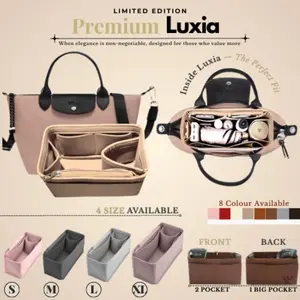 Luxia Premium Bag Organizer Suede Velvet + Tumbler Space / Insert for Tote Bag Handbag/ Inner Bag / Insert Tas Rapi Multifungsi