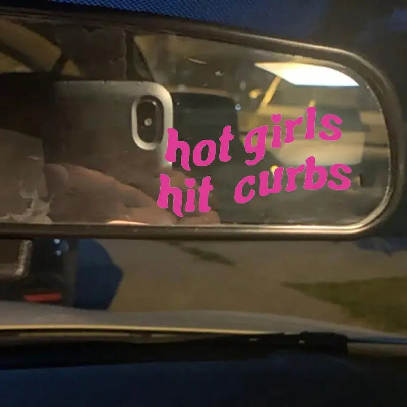 Car Hot Girl Hit Curbs Letter Pattern Sticker, 1 Count Cute Personality Decorative Car Mirror Sticker, Car Exterior Accessories 5