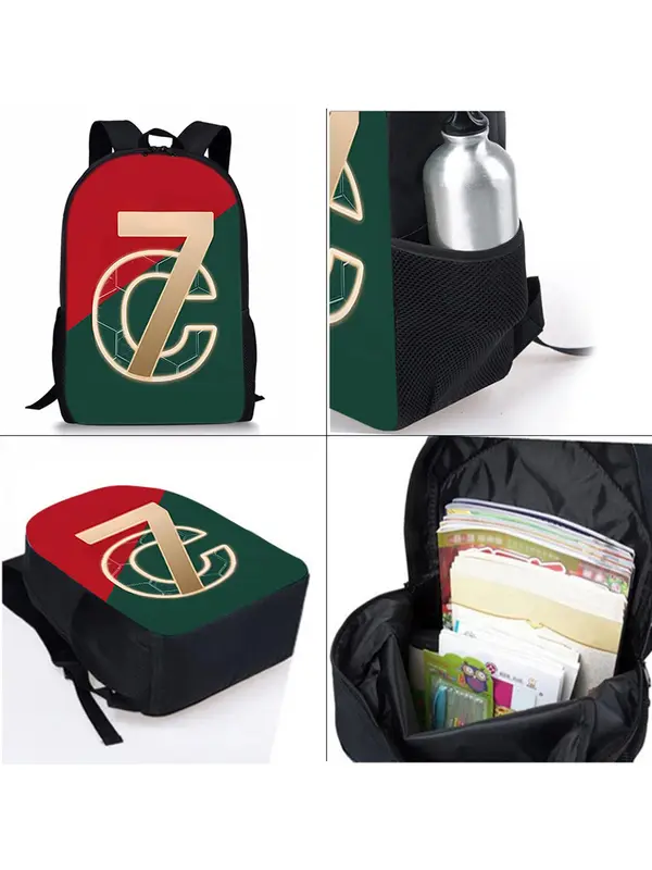 No.7 Print Backpack Set, Casual Backpack & Lunch Bag & Pencil Case, Functional Bag Set for Men & Women 2