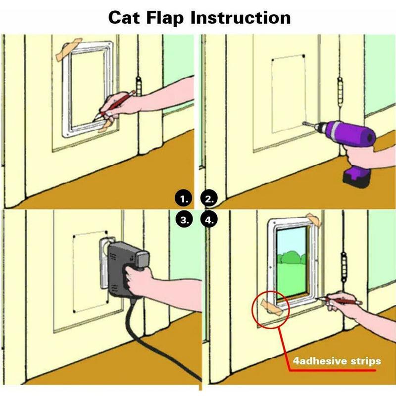 Product Introduction of Trap DoorSmart Pet Door 4 Way Lock Security Flap Sliding Door Controllable Switch Cat Puppy Safety Gate Dog Kitten Flap Door Pet Supplies 20
