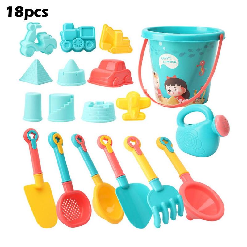 Product Introduction of Travel Beach Toys  Beach Toys Set With Sand Rake Watering Can Bucket Shovels Rakes Models Play Tools 0