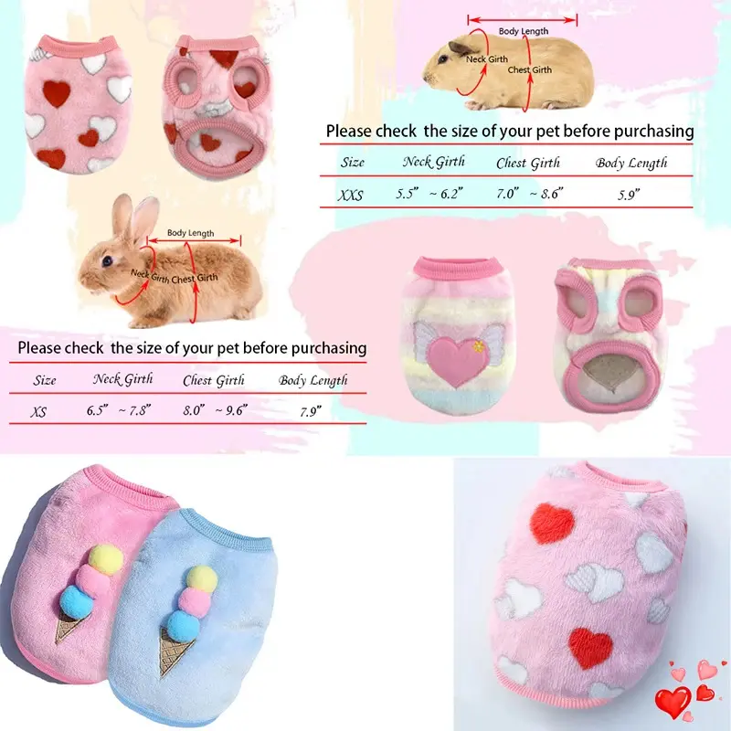 Warm Rabbit Clothes Soft Fleece Guinea Pig Vest Cute Small Pet Clothes Bunny Costume for Ferret Chihuahua Rabbit Accessories 4