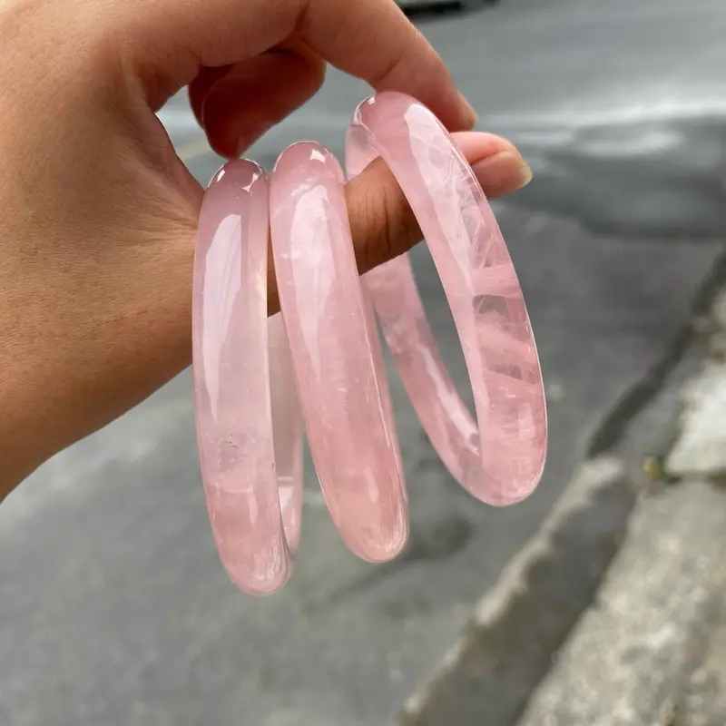 Vòng tay thạch anh Hồng tự nhiên bản liền dày 10mm-12mm, Size 52mm-58mm - Phụ Kiện 1