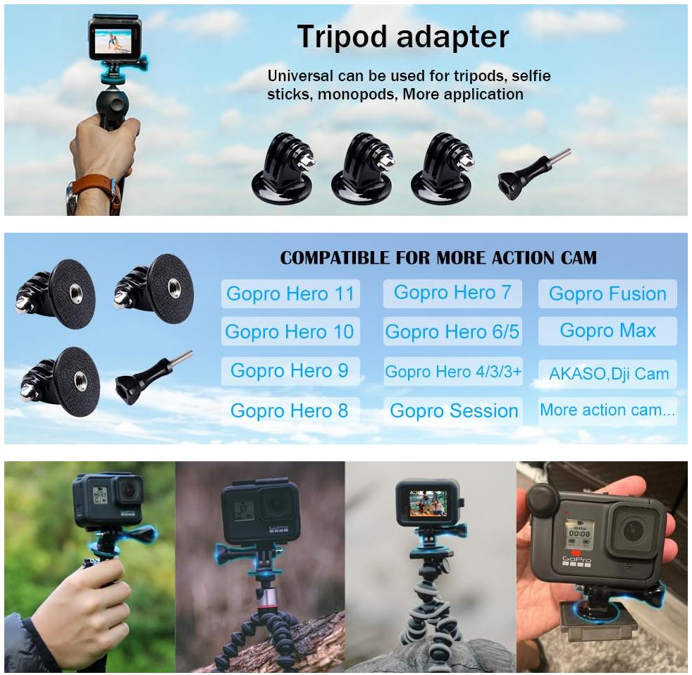 Tripod Mount Adapter For Action Cameras Gopro Dji And Sjcam_voghion.com