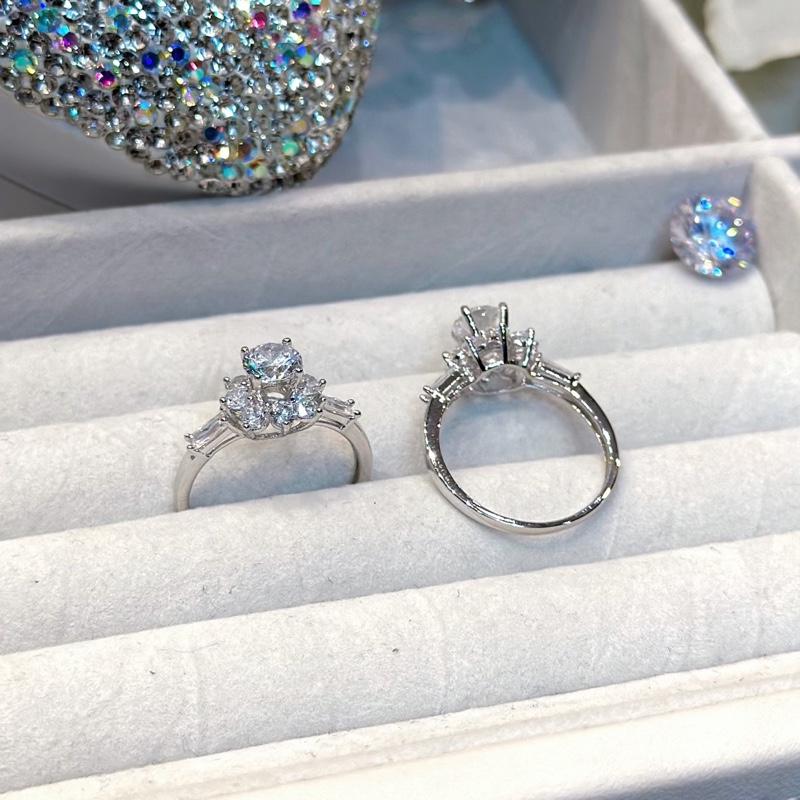 Trang Sức Nhẫn Bạc Ý 925 Hoa Tia Đai Hột Vuông X.o.à.n Nam Mỹ Xi Kim (N128)