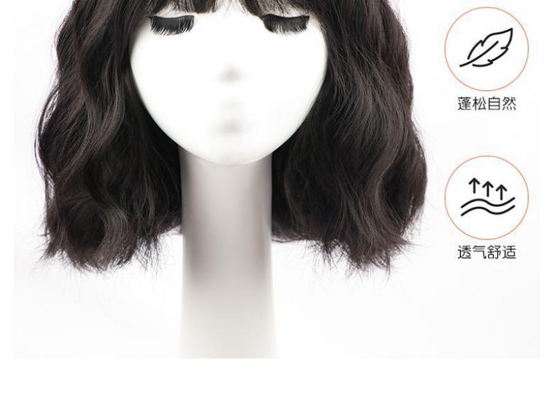 Product Introduction of Wig Women's Short Hair New Curly Hair Simulation Real Hair Hairstyle Full Head Cap Small Curls Wig Sheath 3