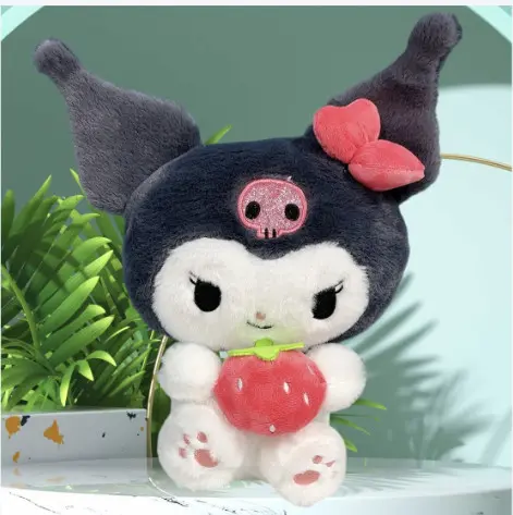 Gấu Bông Kuromi - Melody ôm Dâu 20cm, Gấu Bông cho bé đáng yêu 2