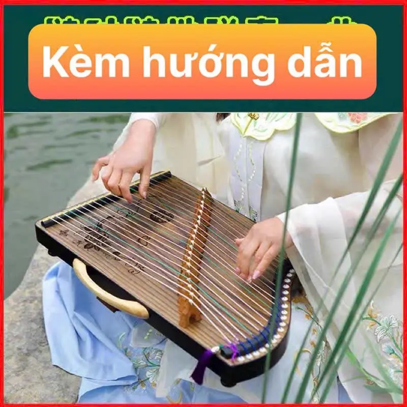 Đàn tập gảy Guzheng mini có 21 dây, tặng kèm móng và trục tranh