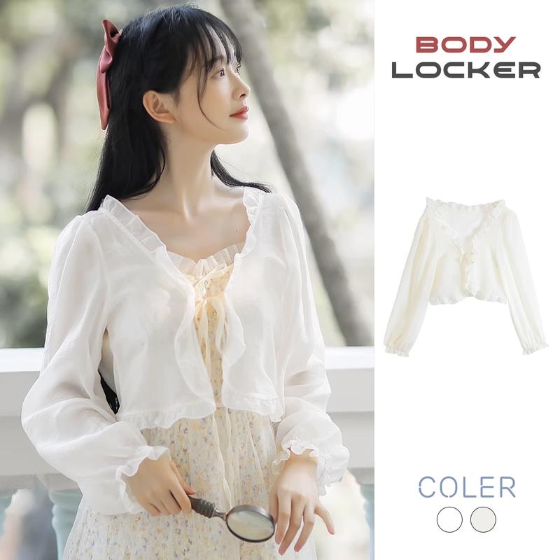 Áo Khoác Cardigan Mỏng Khoác Ngoài Dáng Ngắn Dài Tay, Áo Cardigan Mỏng Vải Voan Tơ Mềm Mại Mùa Hè, Áo Voan Tơ Mỏng Mềm Mại Phong Cách Hàn Quốc