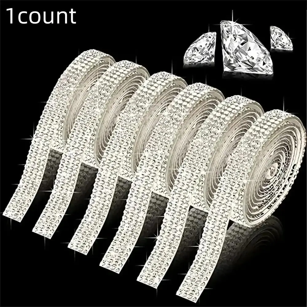 Rhinestone Ribbon, 1 Roll Self-adhesive DIY Decorative Rhinestone Tape, Wedding Decor, Unique Anniversary Wedding Romantic Decorations