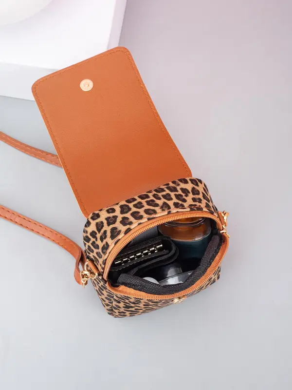 Fashion Leopard Pattern Crossbody Bag, Casual PU Leather Shoulder Bag for Women, Trendy Versatile High-quality Daily Commuting Bag, Girl Fashionable Bag 6