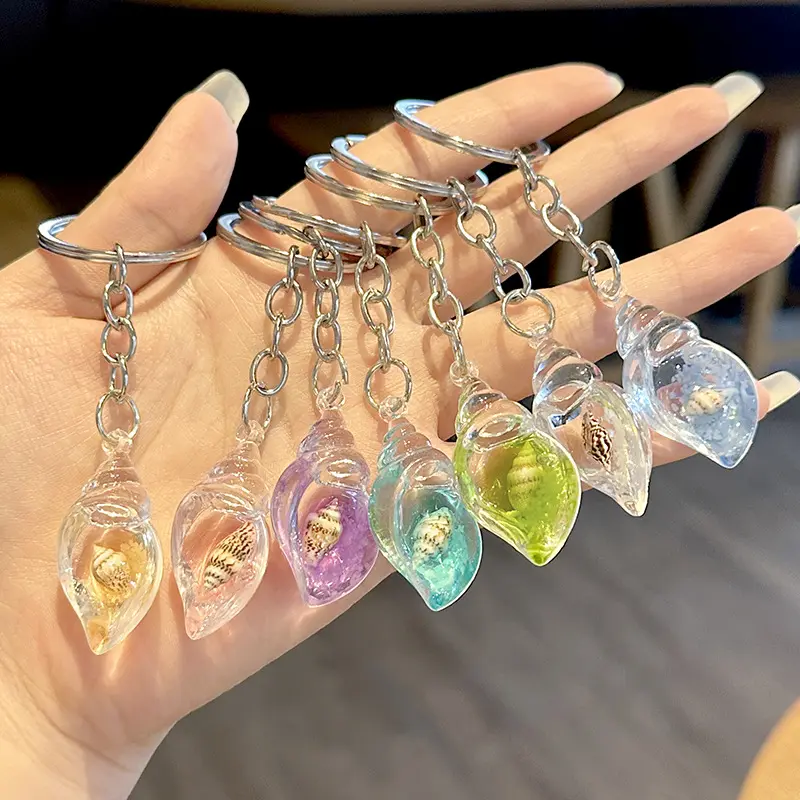Keychain Gift Acrylic Transparent Simulation Fantasy Luminous Conch DIY Couple Stall Car Key Ring