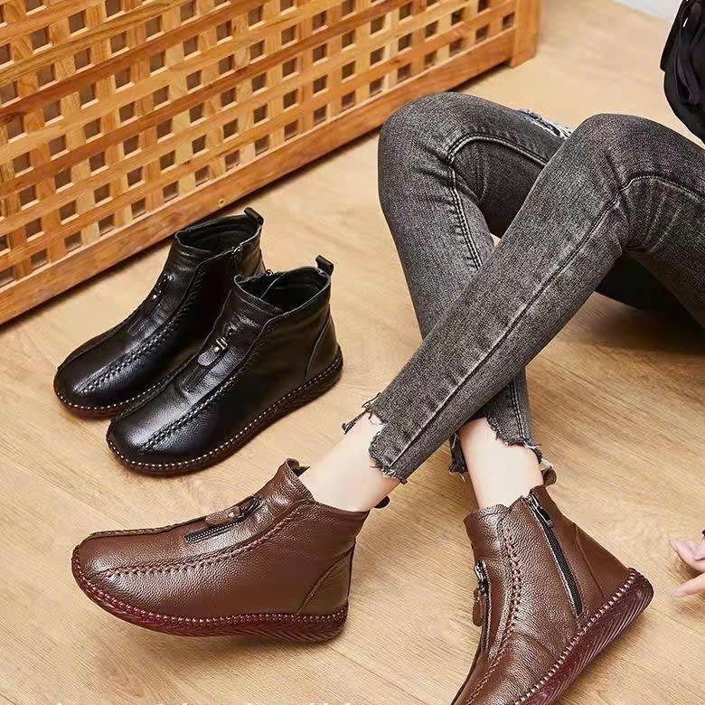 Thanh lý đặc biệt-Giày Da Giày tuyết Lót Lông Mùa Đông Đế 2cm da mềm mại chống hôi chân Boots