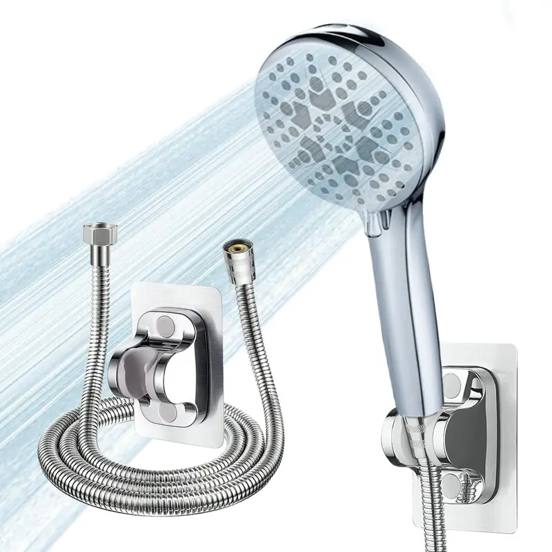 Handheld Shower Head Set, 1 Set High Pressure Shower Head with Holder & Hose, Bathroom Shower Equipment, Bathroom Supplies 5