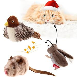 Gigwi Interactive Electronic Cat Toy (Not Flapping), Automatic Chirping Bird Cat Toy Squeaky with Feather Tail, Bird Chaser Toy for Cats To Play Alone, Play and Squeak Kitten Toy for Boredom