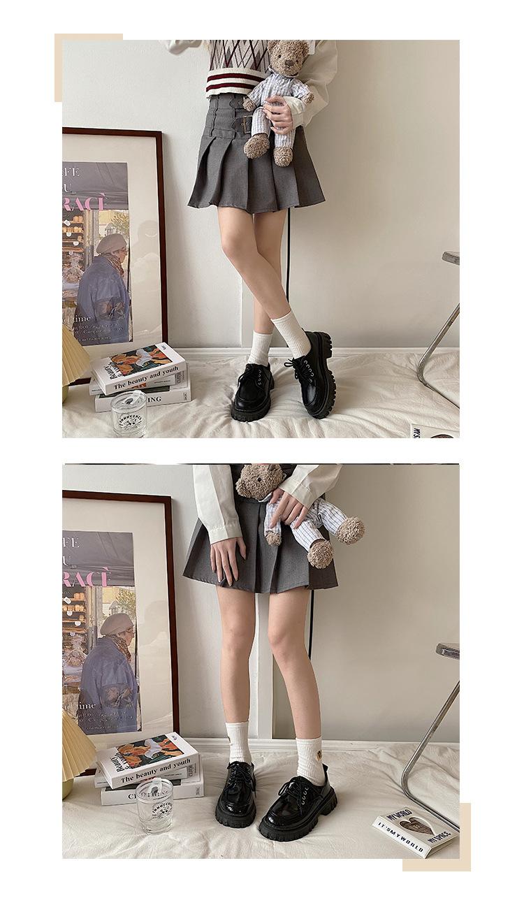 Product Introduction of British Style Leather Shoes Women's New Spring and Autumn Thick Bottom All-Match JK Pumps with Skirt Loafers Retro Black Tie 1