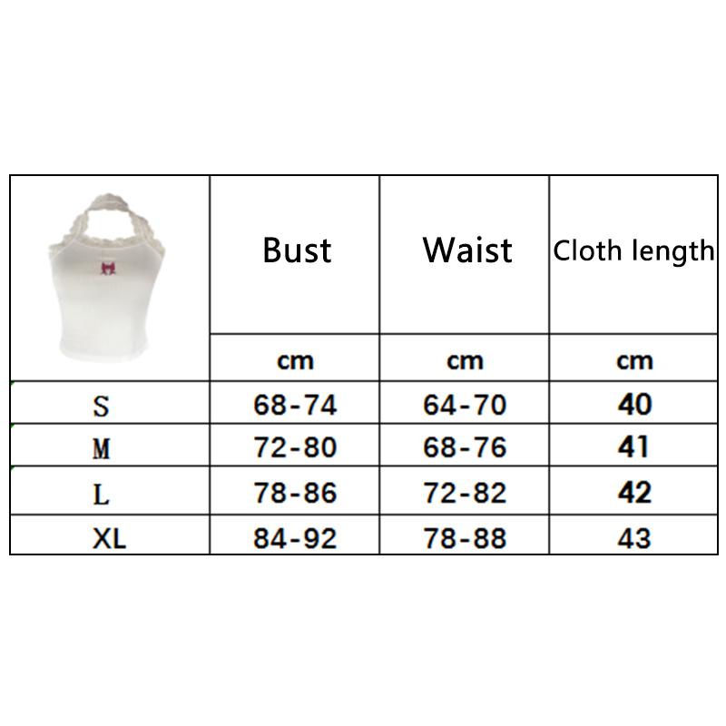 Product Introduction of Women Fashion Tank Tops Lace Trim Bow Embroidery Halter Neck Vests SummerFit Backless Sleeveless Cropped Tops Streetwear 0