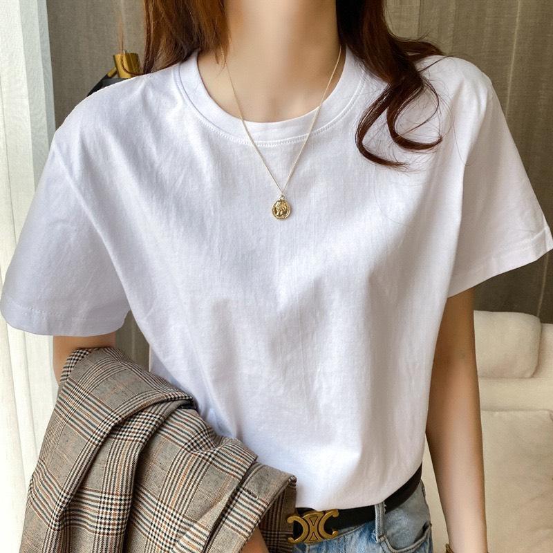 Áo Thun Tay Ngắn Màu Trắng Đủ Size Cho Mọi Lứa Tuổi Vải Cotton Thấm Hút Mồ Hôi, Mặc Mát, Vải Mềm Mịn Chất Đẹp 45-75kg Menswear Nam Cổ Tròn Top 2