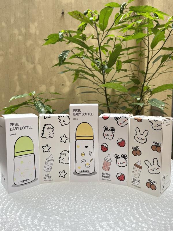[Tặng Khăn Sữa] Bình Sữa Ubmom Họa Tiết Ngộ Nghĩnh Dung Tích 200ml-280ml Dành Cho Bé Voi, bình  ub mom
