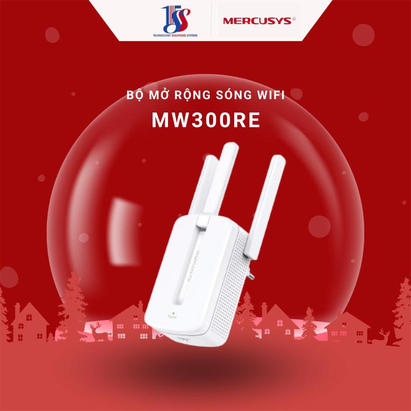  Bộ Kích Sóng Wifi 3 râu cực mạnh Mercusys MW300RE Tốc Độ 300Mbps dùng điện 220V - Hàng chính hãng bảo hành 24 tháng 