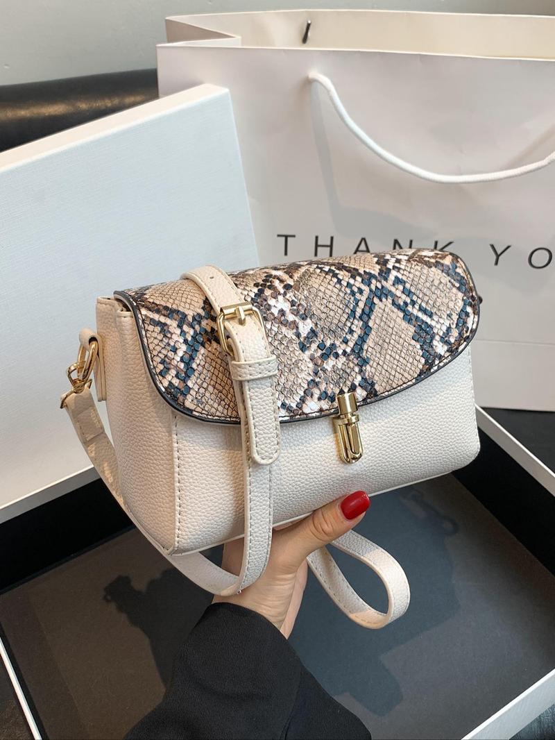 Product Introduction of Fashionable Snakeskin Print PU Leather Crossbody Bag, Casual Versatile Shoulder Bag for Women, Trendy All-match Commuter Bag for Daily Used 2
