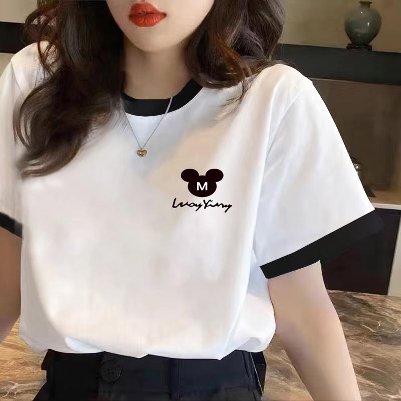 Áo Thun Nữ Ngắn Tay Phong Cách Hàn Quốc Màu Trắng, Thường Ngày, Phong Cách Mới Mùa Hè 2024, Dáng Rộng Vừa Vặn, Ngoại Cỡ, Thích Hợp Cho Học Sinh, Thời Trang 1