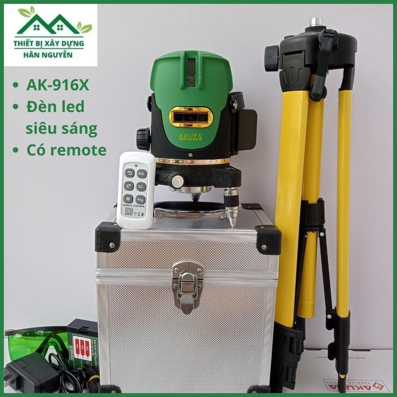 Máy cân bằng laser Akuza AK-916X 5 tia xanh,có remote điều khiển,đèn led siêu sáng,máy bắn cốt,cân mực,nước