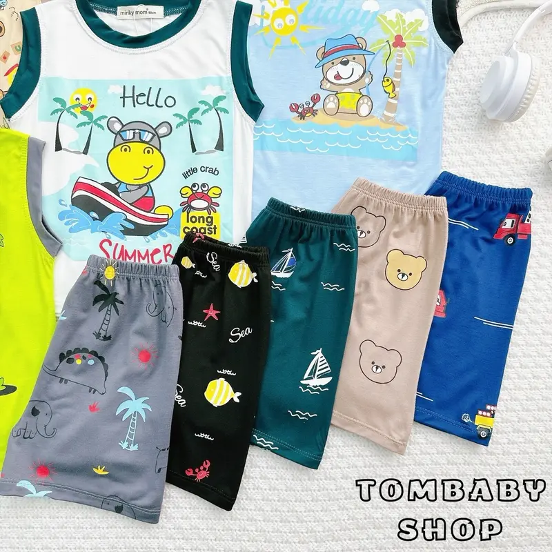 BL010 (8-26kg) BỘ BA LỖ THUN LẠNH MINKYMOM CHO BÉ 7
