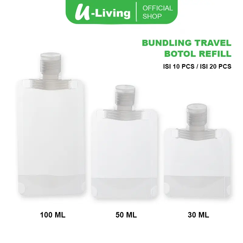 U-Living Set Bundling Travel Botol Refill Tempat Sabun Cair Botol Sabun Travel Plastik Fliptop Travel Bottle Cosmetic Lotion - MO002
