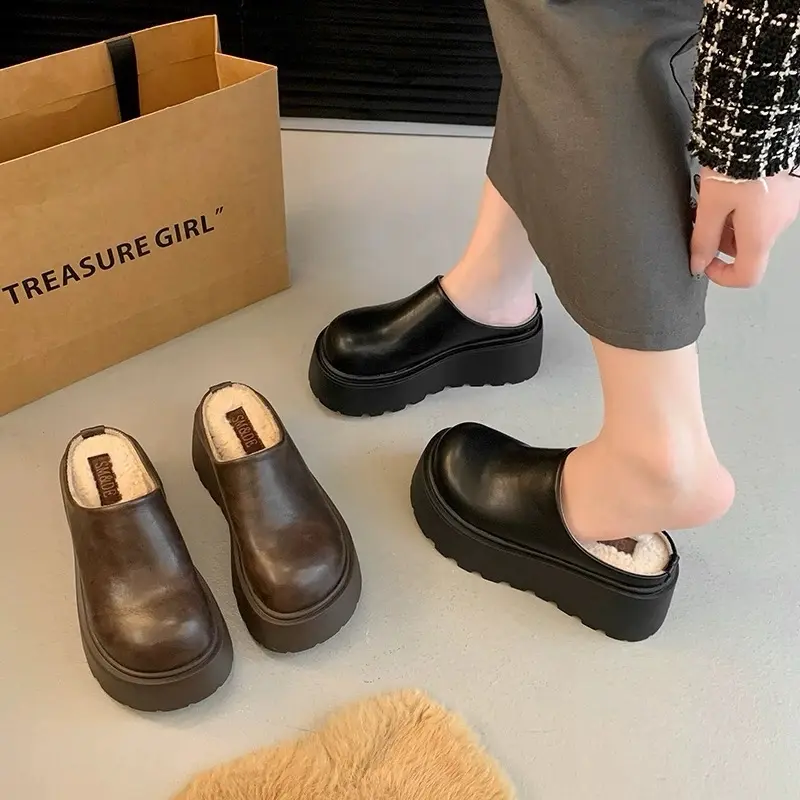 Dép nữ sục da Xịn chất đẹp đế cao bánh mì - GiàY - Shoes DéP Nhung 1