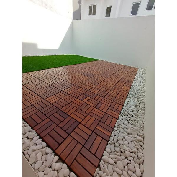 Lantai kayu jati Motif ZIGZAG UK 30x30cm / Decking tile Portable Kayu Jati 1