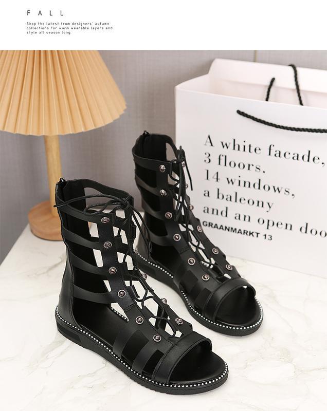Product Introduction of Bốt Sandal Cao Cấp Hàng Mới Về Mùa Hè 2024, Dành Cho Nữ, Ngoại Cỡ Phổ Biến, Đinh Tán La Mã, Khoét Lỗ Sau, Khóa Kéo Sau, Bốt Sandal Đế Bằng, Quốc Tế Thương Shoes Boot GiàY 14