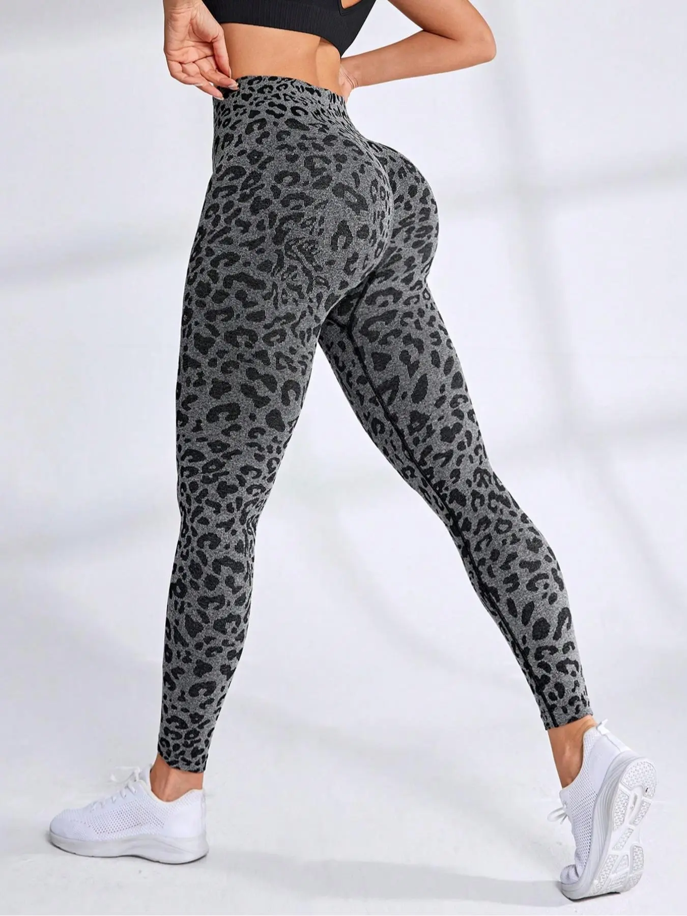 Women's Leopard Print High Waist Sports Leggings, Casual Comfy Breathable Seamless Skinny Pants for Yoga Gym Workout Running, Ladies Sportswear, Valentine's Day Gift for Girl