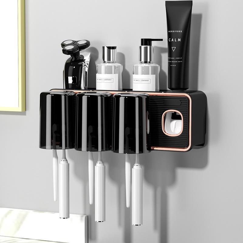 Wall Mounted Toothbrush Holder, 1 Count Punch Free Toothbrush Storage Rack, Bathroom Storage Rack, Bathroom Supplies, Home Organizer 2