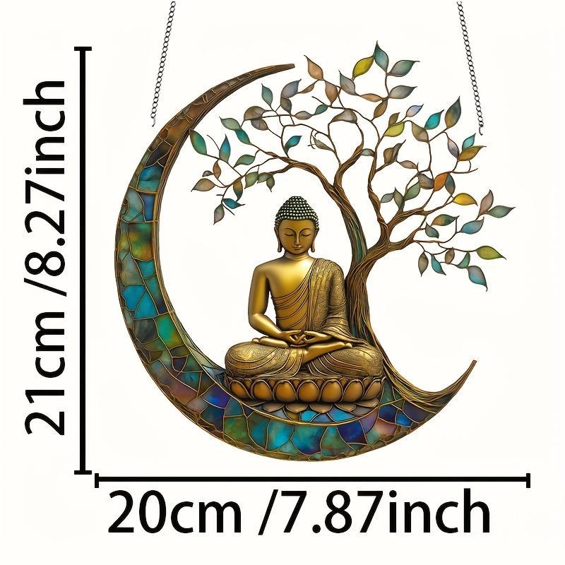 Buddha Design Hanging Decor, 1 Count Colorful Buddha Statue Hanging Ornament with Chain, Outdoor Hanging Decor for Home, Office, Garden, Patio, Religious 1