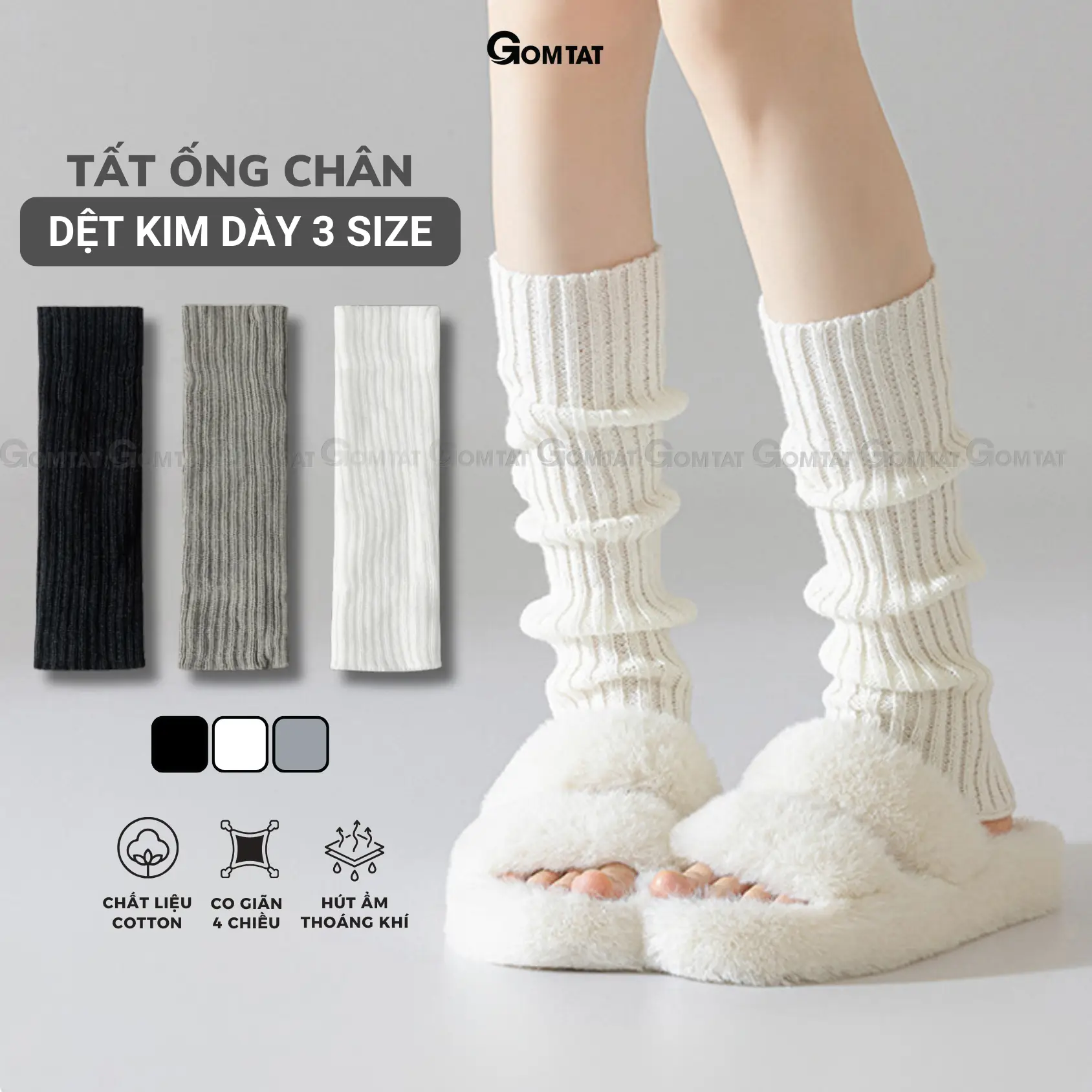 [DEAL THÁNG 6] GOMTAT - Tất ống chân dệt kim phong cách lolita, vớ ống nữ mềm mịn phong cách Hàn Quốc, tất ống nữ co giãn, mỏng nhẹ, thoáng khí, y2k, Women, Voi, tất len, tất ống - AJ-2501