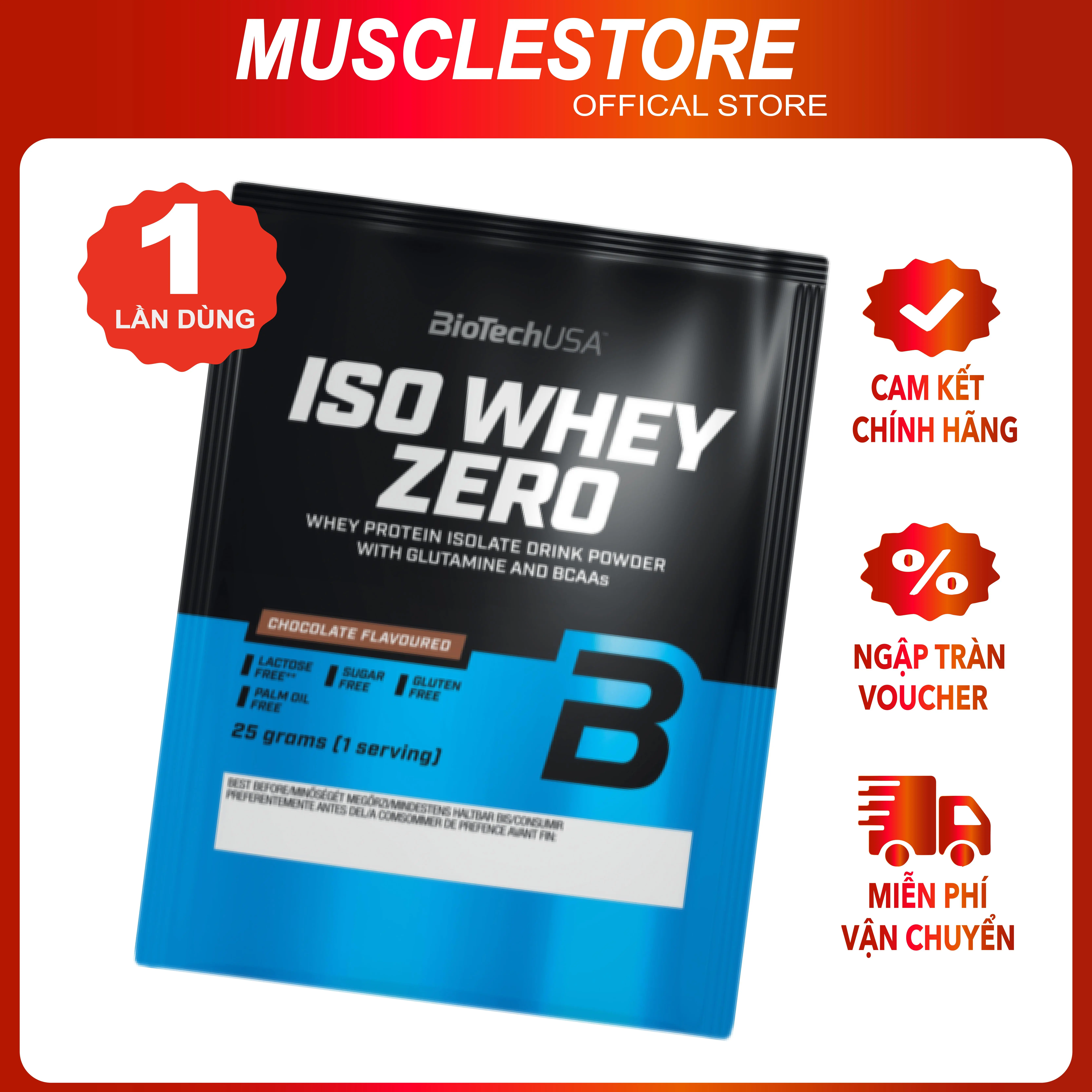 Sample Iso Whey Zero -  Whey Protein Isolate BioTech (1Liều), Hỗ Trợ Bổ Sung Dinh Dưỡng whey  vị