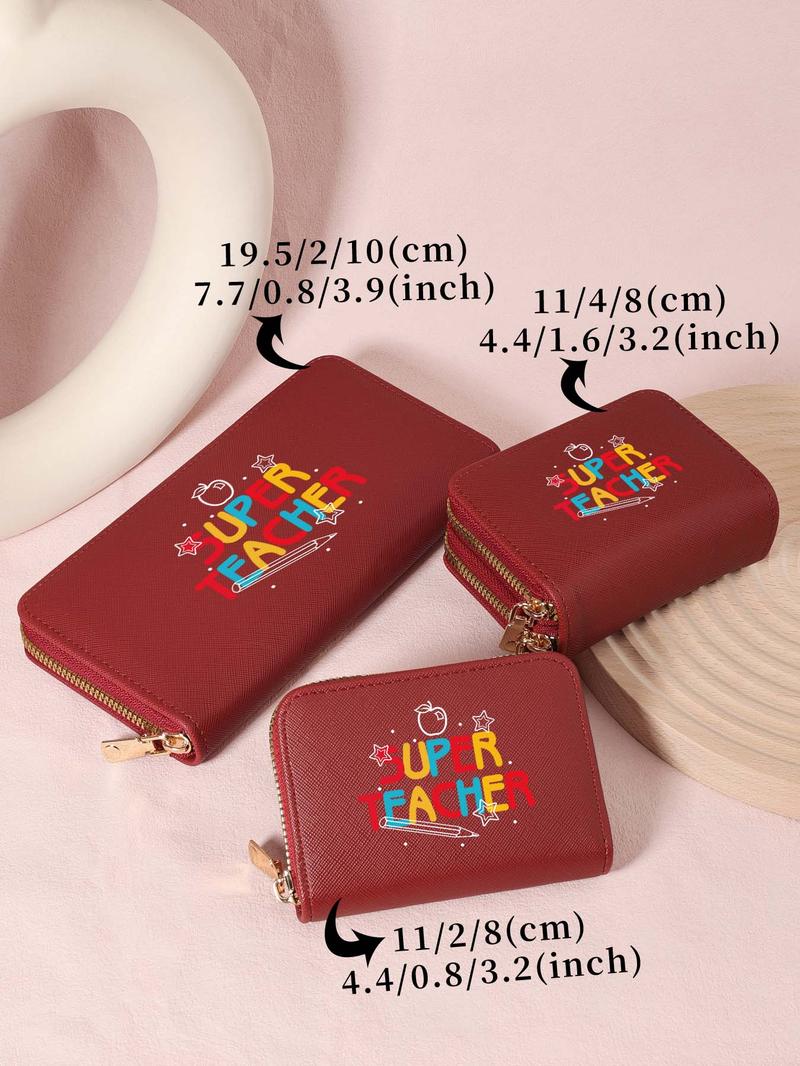 Product Introduction of Teacher's Day Gift, Women's Cute Card Holder, Casual Versatile Zipper Around Coin Purse, Simple Credit Card Holder with Multi Card Slots 1