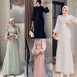 Maxi Malika Brukat Dress Fashion Muslim Kualitas Premium Gamis Remaja Kekinian